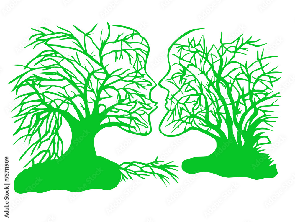 Obraz premium Scherenschnitt Baumgeflüster S.Beug