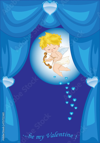 Sipario Azzurro con Cupido-Valentine Day