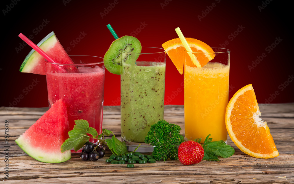Fresh fruit juice, healthy drinks.