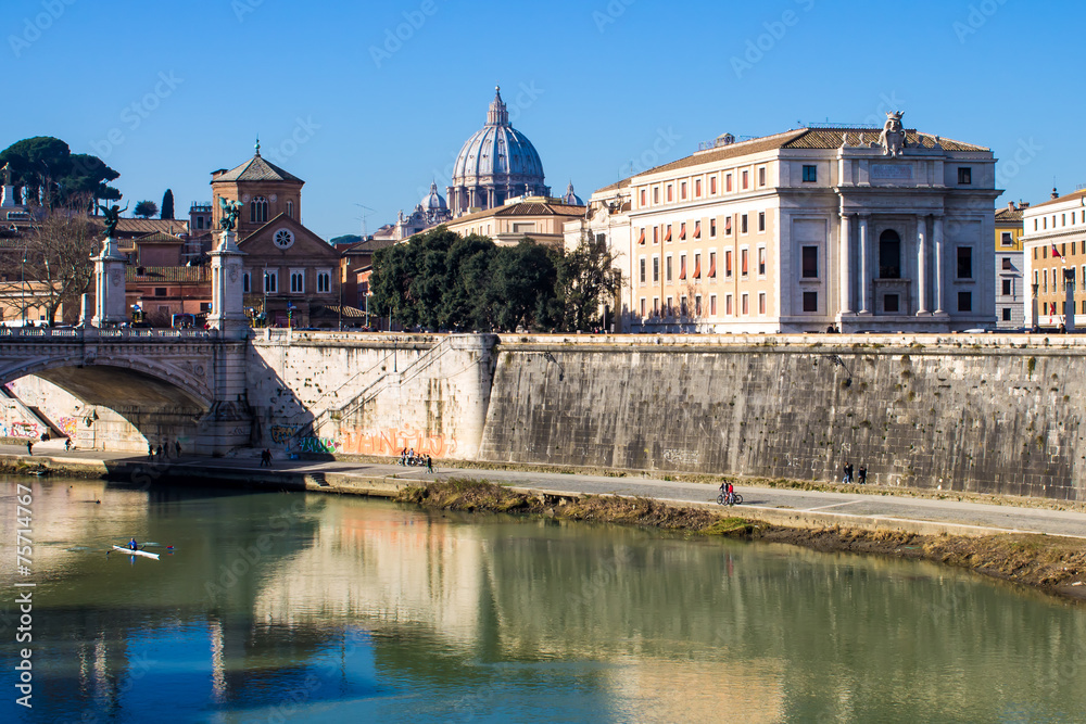 view of the Tiber in Rome, Italy