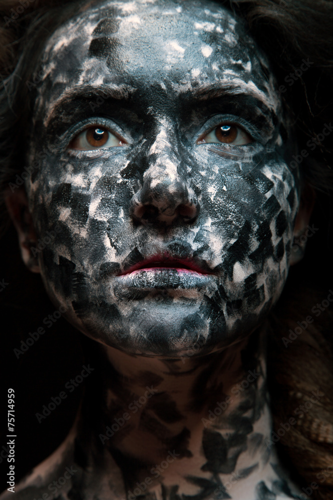 art photo of a beautiful woman with black and white face art art photo of a beautiful woman with black and white face art