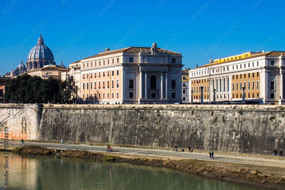 view of the Tiber in Rome, Italy