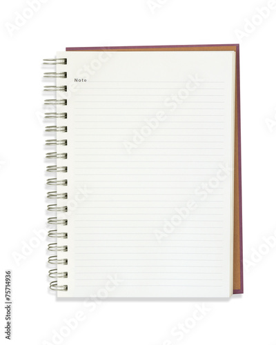 Blank note book isolated on white