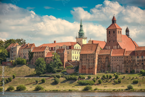 View of Grudziadz town,on the Vistula river. Poland