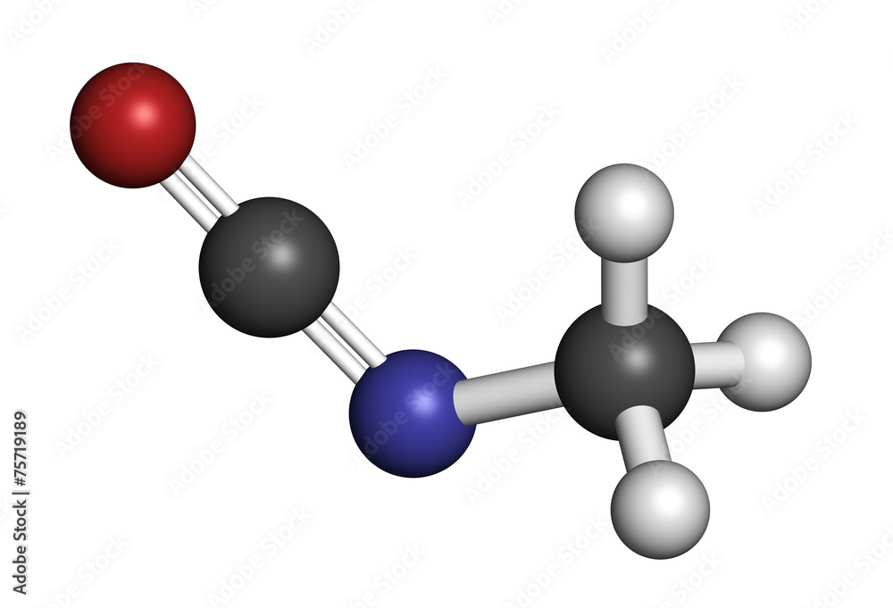Methyl isocyanate (MIC) toxic molecule. Methyl isocyanate (MIC) toxic molecule.