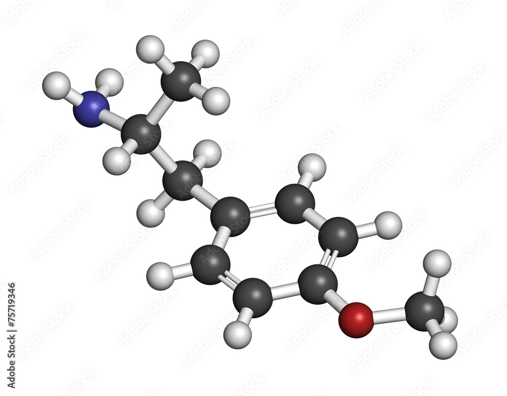 p-methoxyamphetamine (PMA) hallucinogenic drug molecule. p-methoxyamphetamine (PMA) hallucinogenic drug molecule.