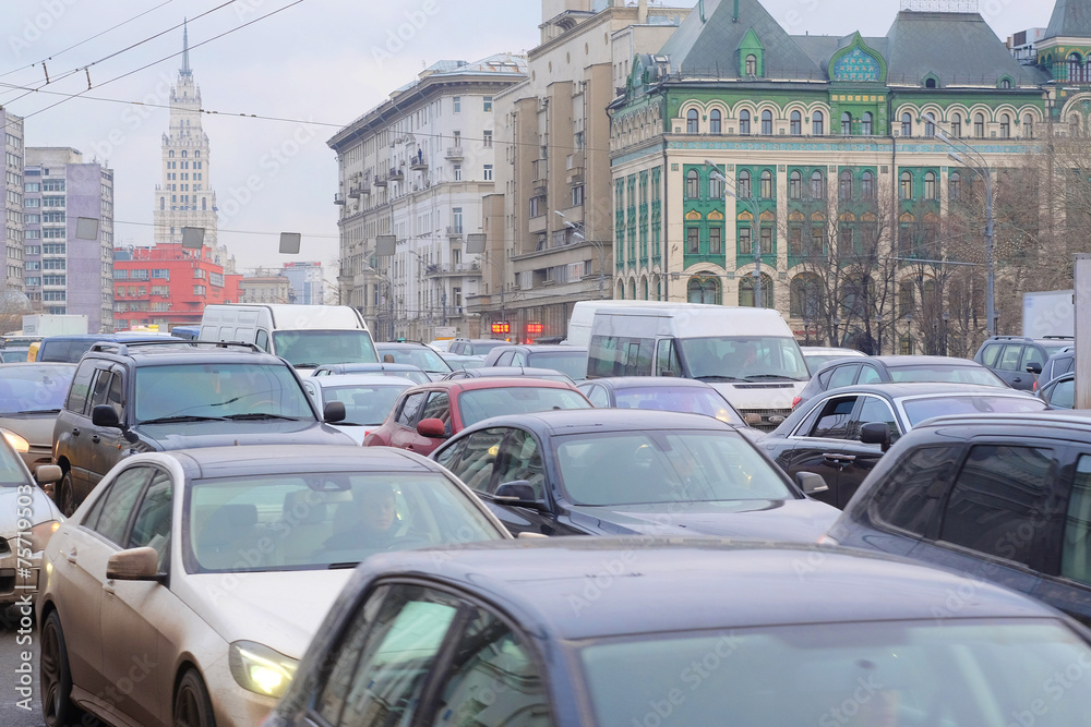 Moscow, Russia, December, 18, 2014: traffic jams in city Moscow