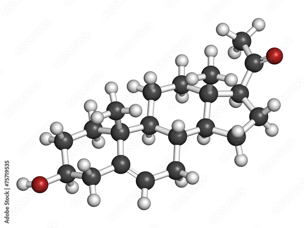 Pregnenolone hormone molecule. Pregnenolone hormone molecule.