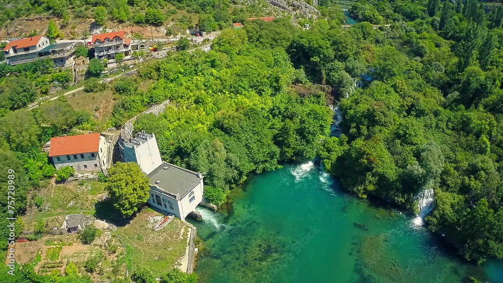 Roski Slap Hydroelectric Power Plant, aerial shot Roski Slap Hydroelectric Power Plant, aerial shot