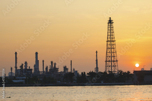 oil refinery plant with morning light