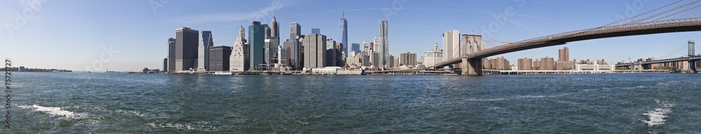 The New York City skyline w Brooklyn Bridge-extra large