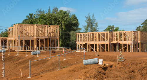 construction site and timber houses
