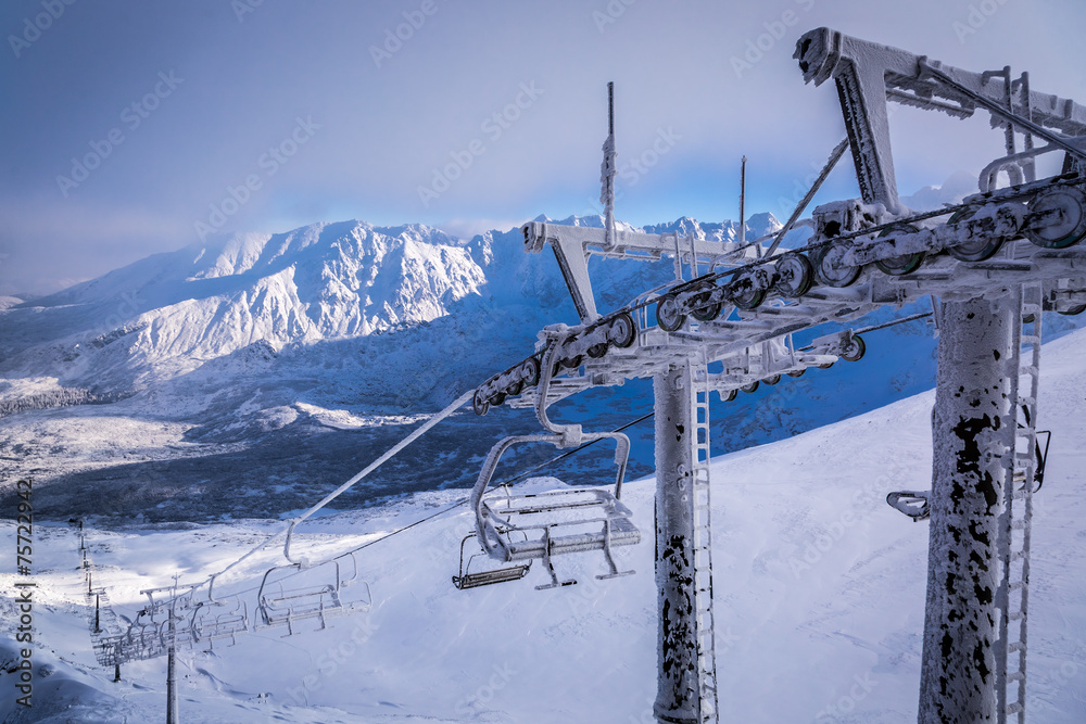 View of the ski lift from Kasprowy Wierch View of the ski lift from Kasprowy Wierch