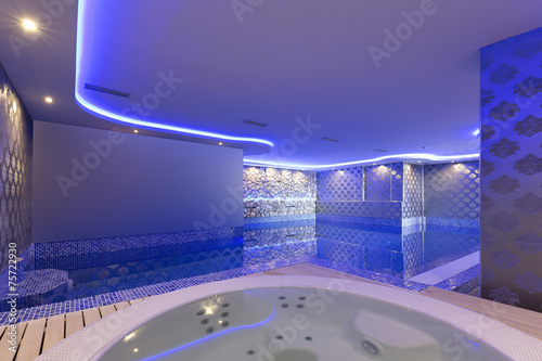Interior of a luxury spa center with jacuzzi bath 