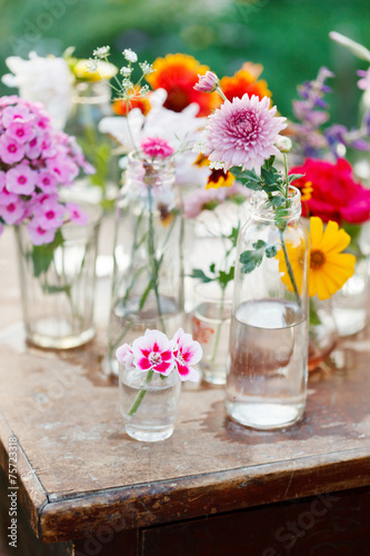 nice flowers in the bottles