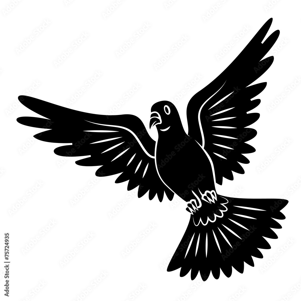 Black Silhouette Of Dove Flying