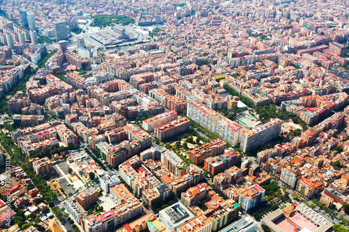 Fototapeta Naklejka Na Ścianę i Meble -  Aerial view of Barcelona from helicopter