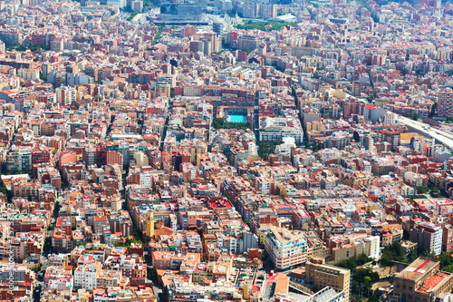  Sants-Montjuic residential district from helicopter. Barcelona