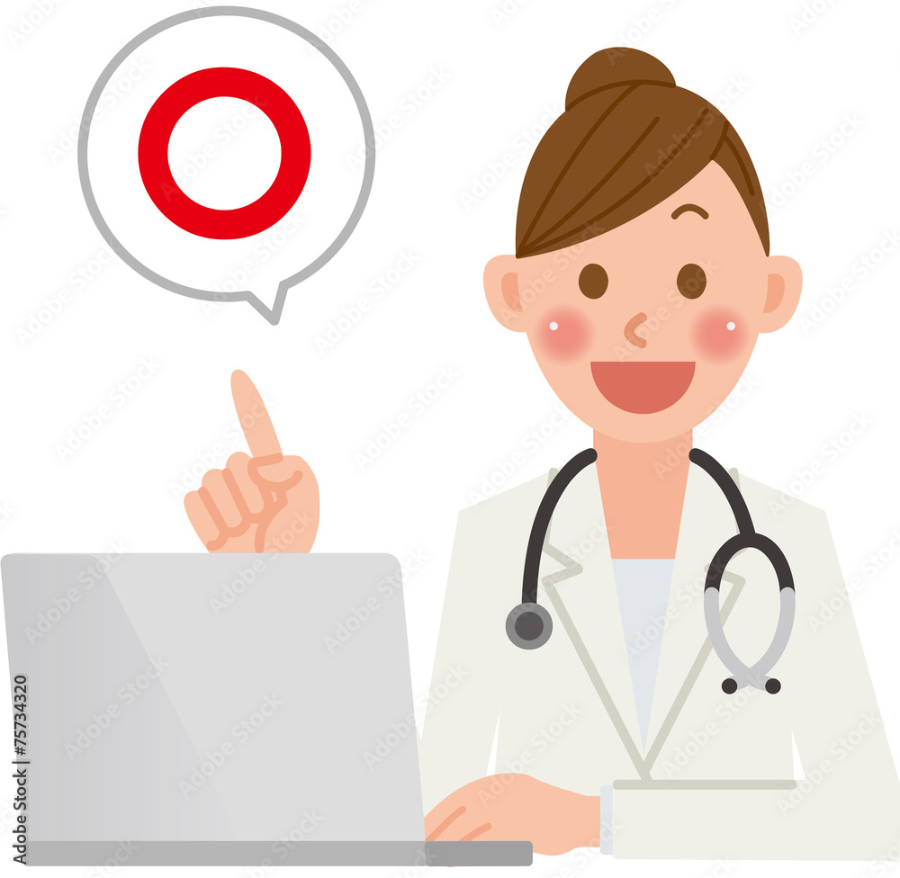 女医　パソコン　マル