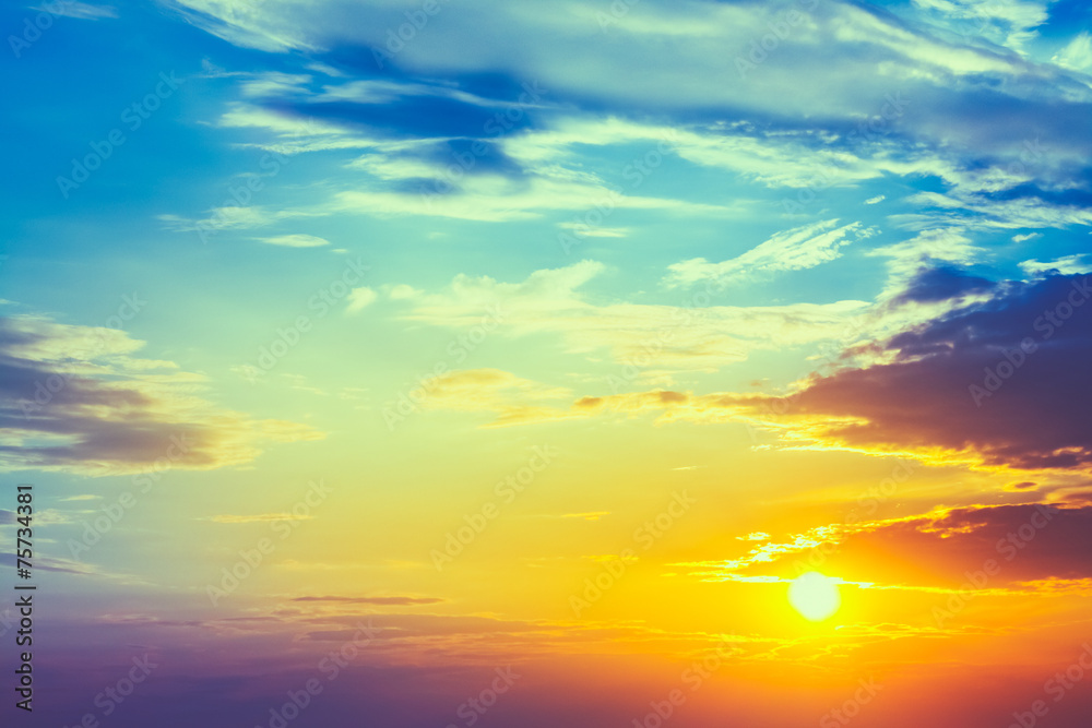 Fototapeta premium Sun, Sunset, Sunrise. Natural Background