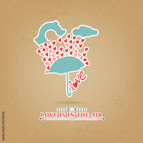 valentines day romantic with umbrella greeting card