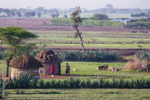 Maasaï dans leur village