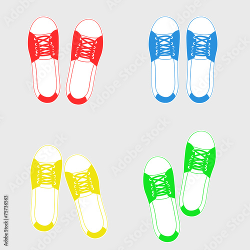 A simple image of a pair of sneakers in four colors.