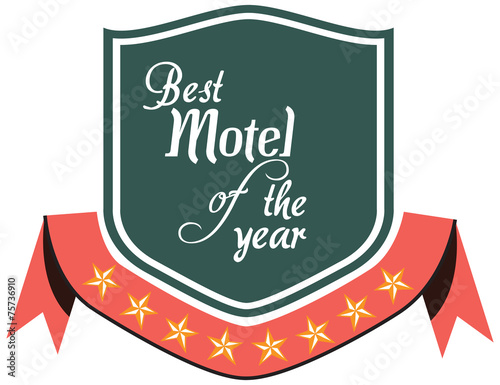 Vector promo label of best motel service award of the year.