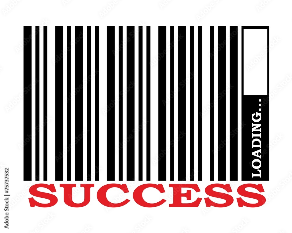 barcode with loading bar and success text