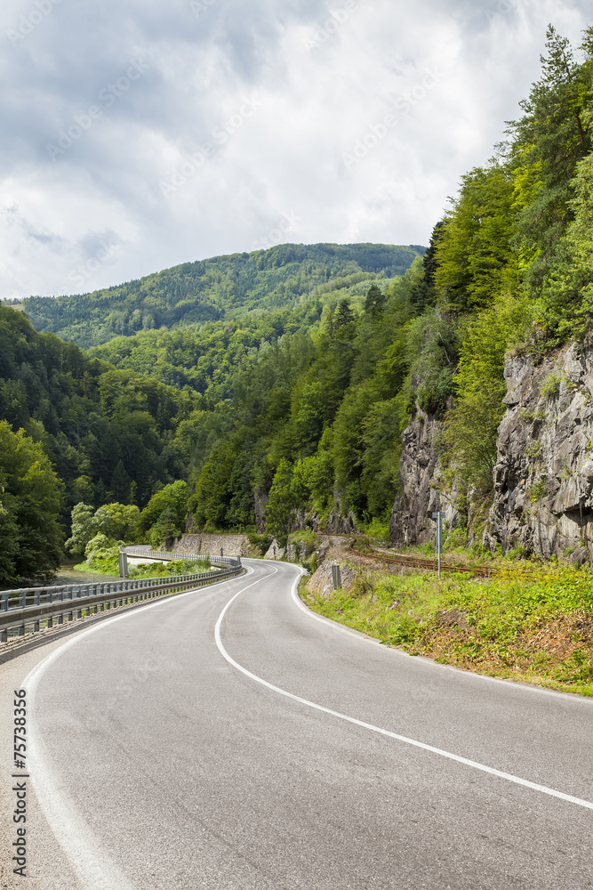 Dangerous mountain road in Tatra Mountains
