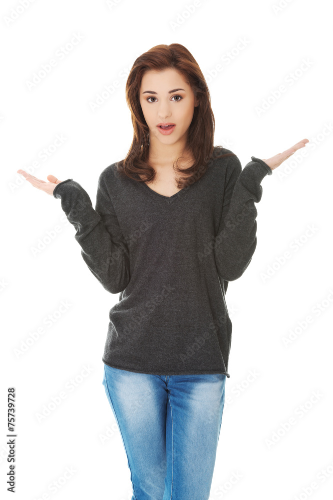 Woman angry gesturing Woman angry gesturing