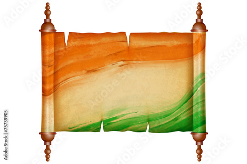 Vintage scroll with antique paper in Indian Flag