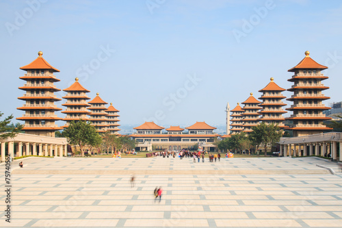 Sunset at Fo Guang Shan buddist temple of Kaohsiung, Taiwan