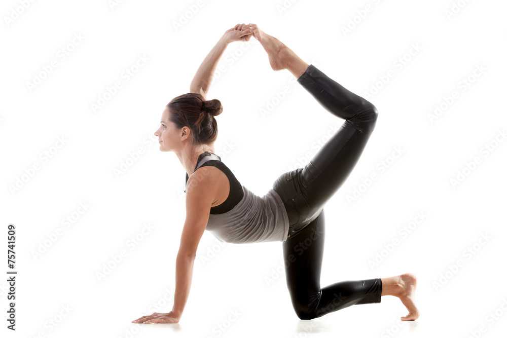 Sporty girl doing rhythmic gymnastics