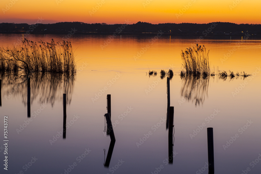 Lake Kasumigaura at sunset, Ibaraki, Japan Lake Kasumigaura at sunset, Ibaraki, Japan