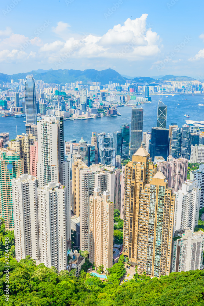 Fototapeta premium HONG KONG -August 8: Scene of the Victoria Harbour on August 8,