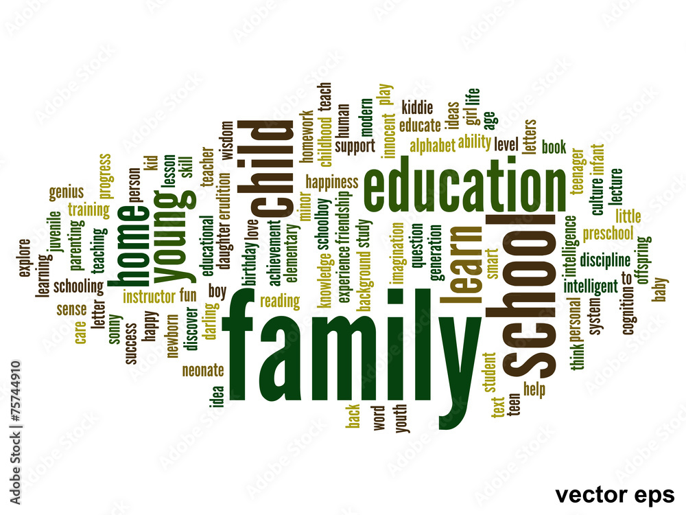 Vector conceptual family education word cloud Vector conceptual family education word cloud