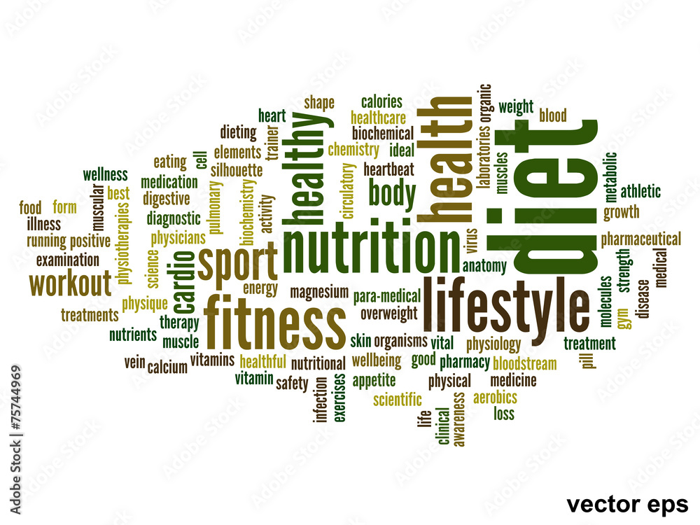 Vector conceptual health word cloud Vector conceptual health word cloud