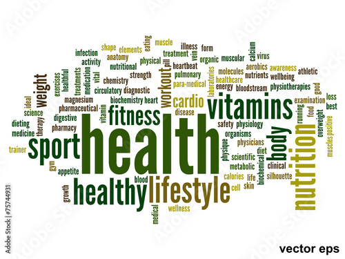 Vector conceptual health word cloud