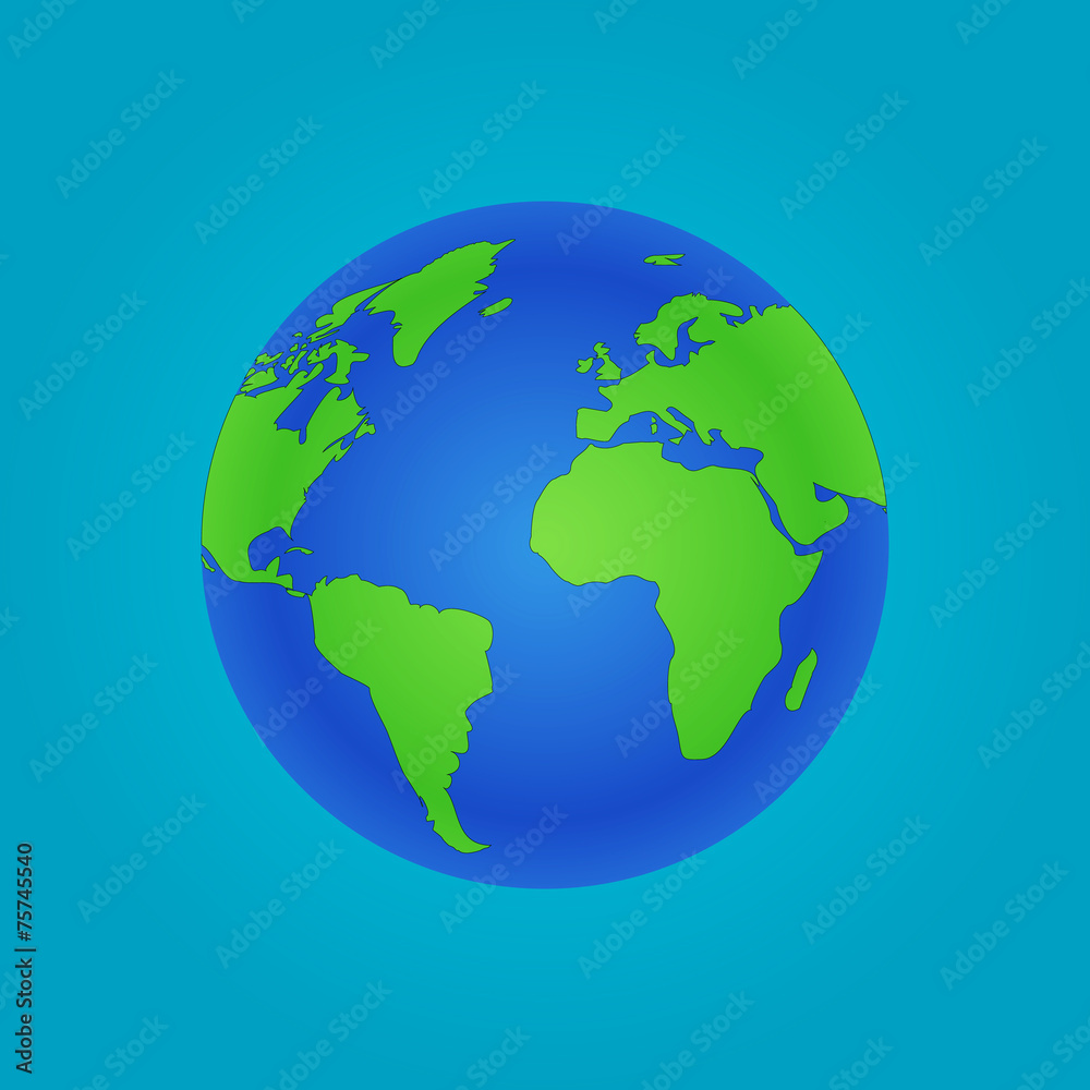 Naklejka premium Isolated Globe icon and green map