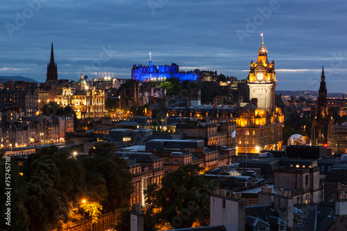 Edinburgh Skyline from Calton Hill at night, Scotland, UK