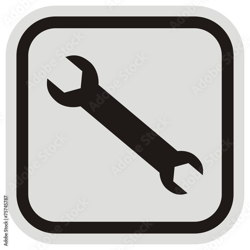 double-sided spanner, vector icon, label