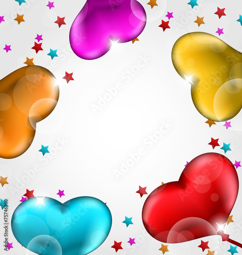 Collection glossy hearts balloons for Valentine Day