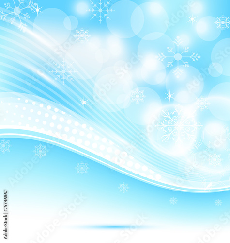Christmas wavy background with snowflakes