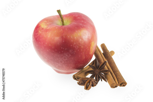 Red apple with cinnamon and star anise