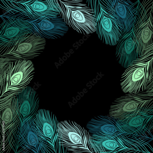 Vector frame with peacock feathers and place for text.  Can be u