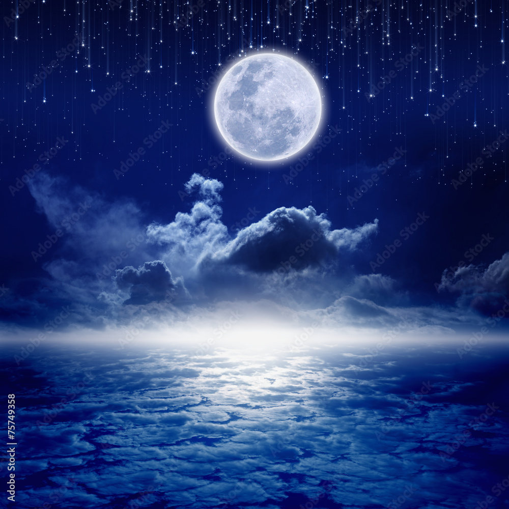 Naklejka premium Full moon night