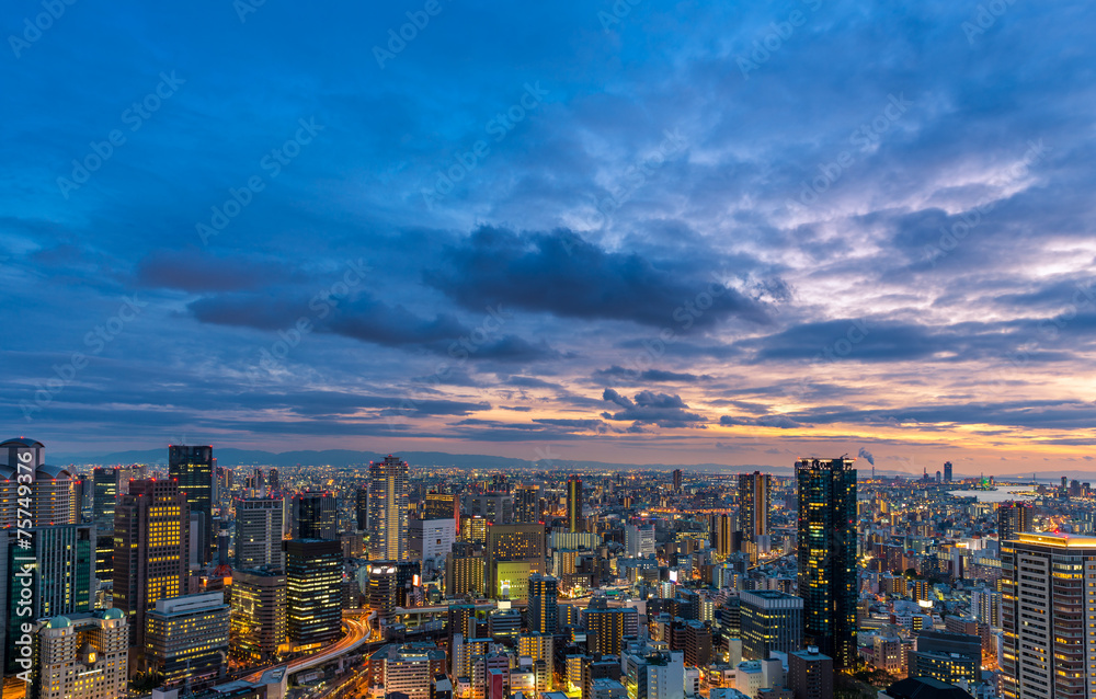 Fototapeta premium Sunset over Osaka
