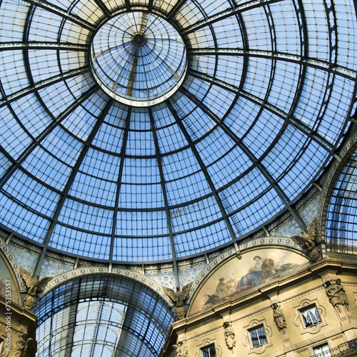 Glass ceiling in Vittorio Emanuele gallery of Milan