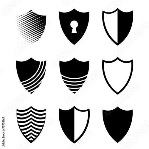 Vector modern shields icons set on white